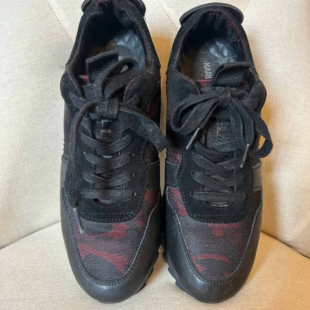 Karl Lagerfeld Camo Print Men's Sneakers Black Burgundy Size 9